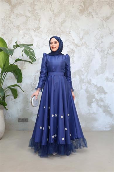 Çiçek Abiye - Lacivert
