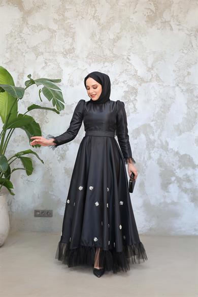 Çiçek Abiye - Siyah