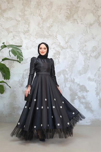Çiçek Abiye - Siyah