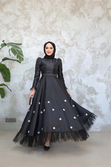 Çiçek Abiye - Siyah