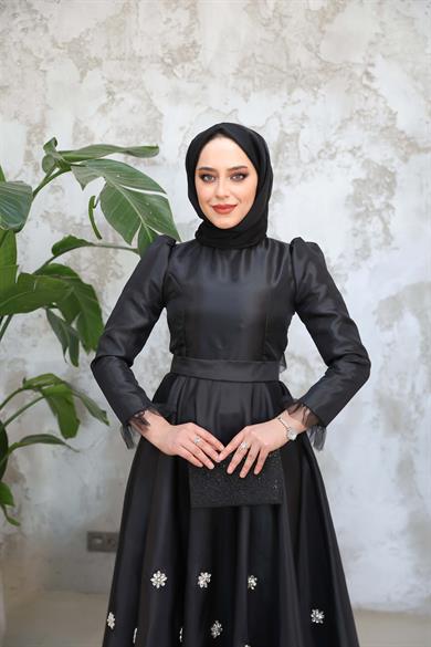 Çiçek Abiye - Siyah