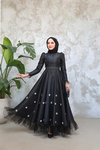 Çiçek Abiye - Siyah