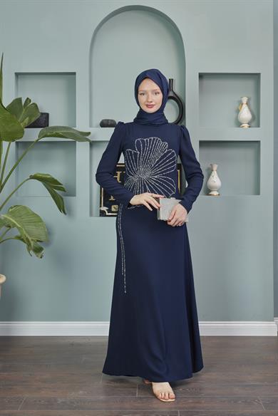 Nida Evening Dress - Navy Blue