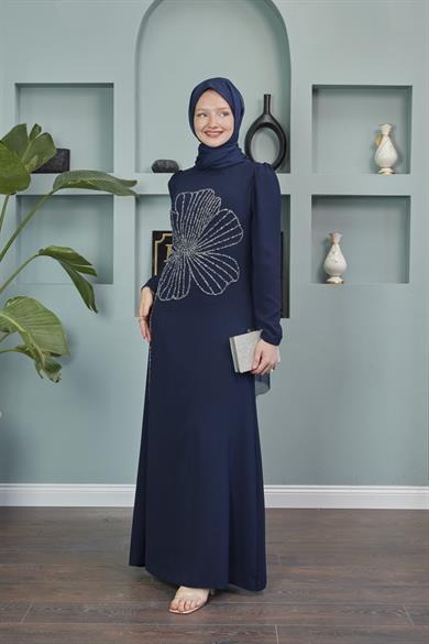 Nida Evening Dress - Navy Blue