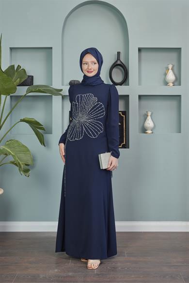 Nida Evening Dress - Navy Blue