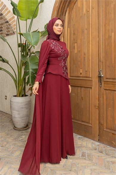Çimen Tasarım Abiye - Bordo