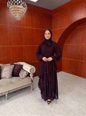 Damla Şifon Abiye - Mürdüm