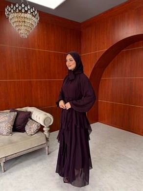 Damla Şifon Abiye - Mürdüm