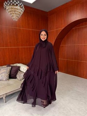 Damla Şifon Abiye - Mürdüm