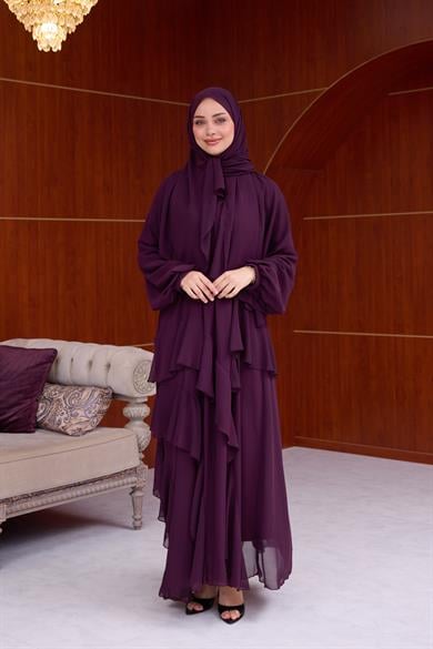 Damla Şifon Abiye - Mürdüm