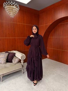 Damla Şifon Abiye - Mürdüm