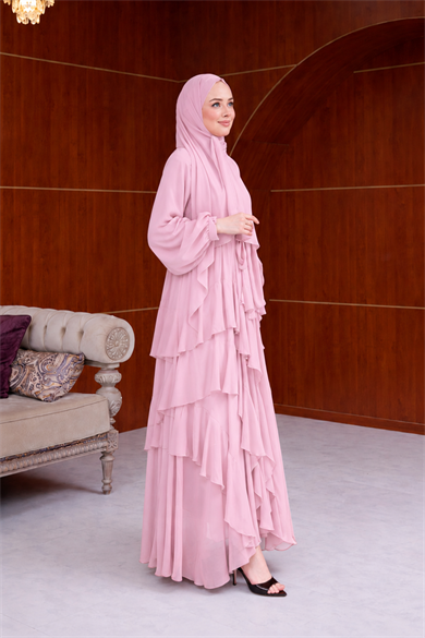 Damla Şifon Abiye - Pembe