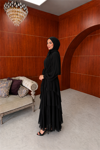 Damla Şifon Abiye - Siyah