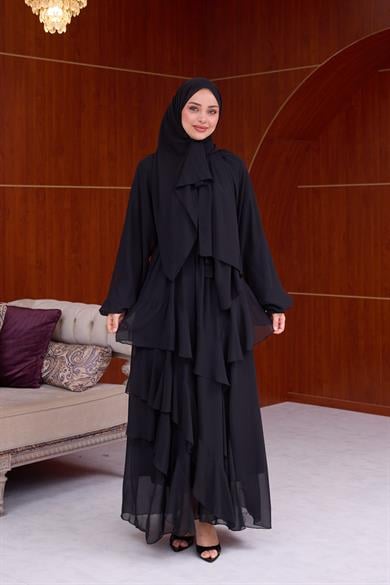 Damla Şifon Abiye - Siyah