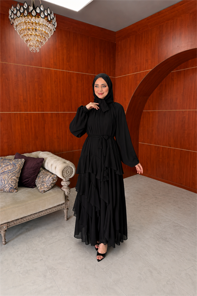 Damla Şifon Abiye - Siyah
