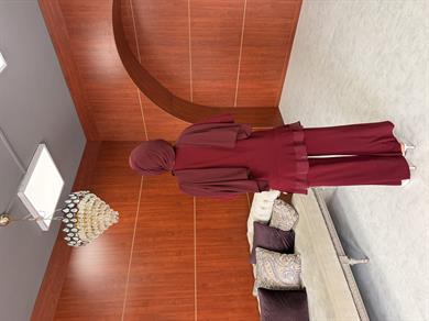 Defne Pantolonlu Takım - Bordo