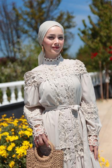 Deniz Dantel Detay Elbise - Vizon