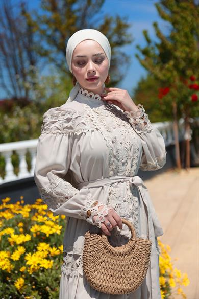 Deniz Dantel Detay Elbise - Vizon