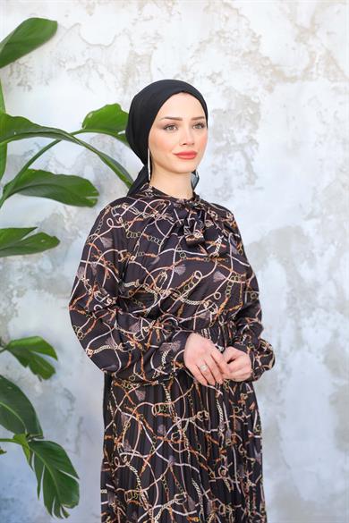 Deniz Zincir Detay Elbise - Siyah