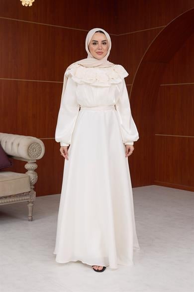 Derya Gül Detay Abiye - Ekru