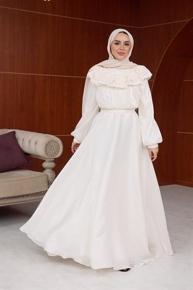 Derya Gül Detay Abiye - Ekru