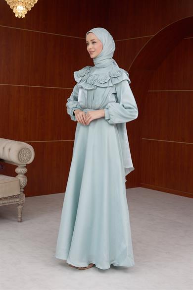 Derya Gül Detay Abiye - Mint Yeşil