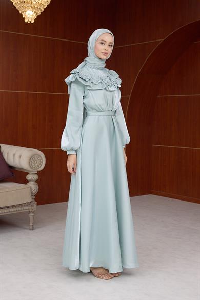 Derya Gül Detay Abiye - Mint Yeşil