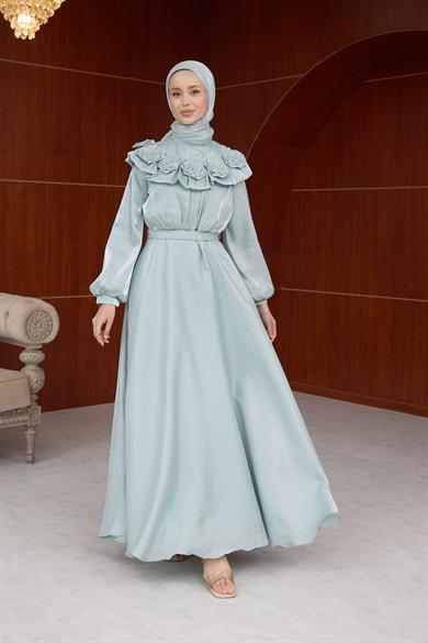 Derya Gül Detay Abiye - Mint Yeşil