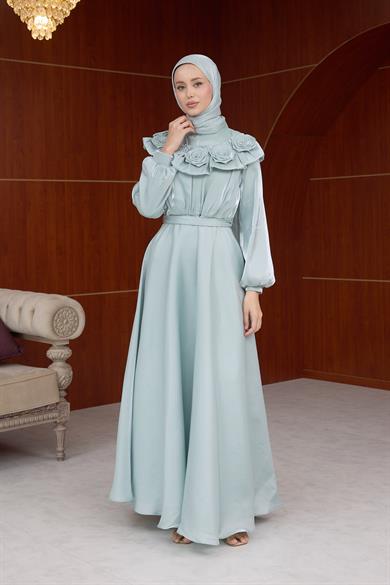 Derya Gül Detay Abiye - Mint Yeşil
