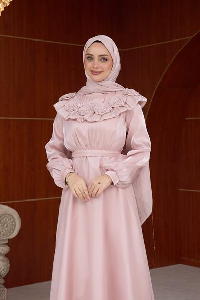 Derya Gül Detay Abiye - Pudra