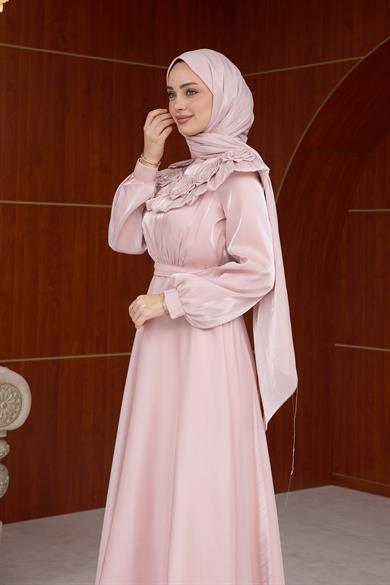 Derya Gül Detay Abiye - Pudra