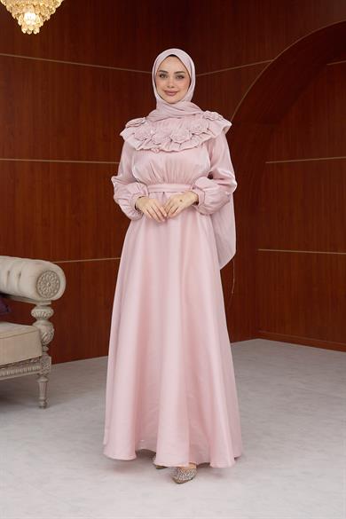 Derya Gül Detay Abiye - Pudra