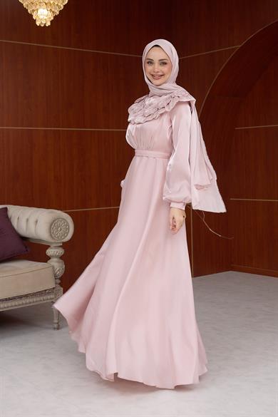 Derya Gül Detay Abiye - Pudra