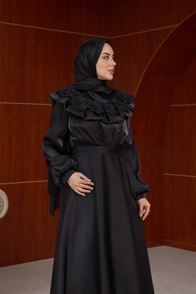 Derya Gül Detay Abiye - Siyah