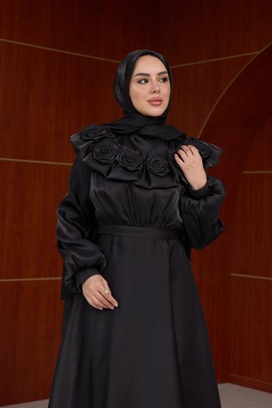Derya Gül Detay Abiye - Siyah