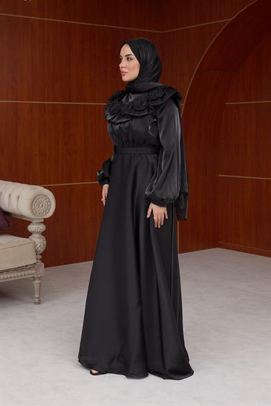 Derya Gül Detay Abiye - Siyah