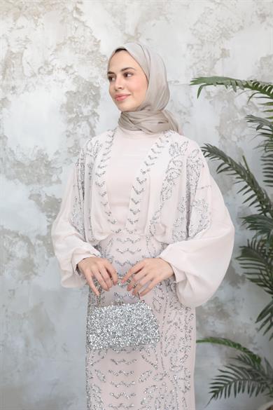 Didem Taş İşleme Abiye - Bej