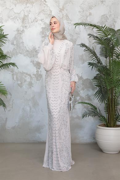 Didem Taş İşleme Abiye - Bej