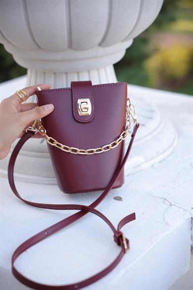 Dik Omuz Çantası - Bordo