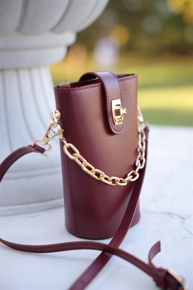 Dik Omuz Çantası - Bordo