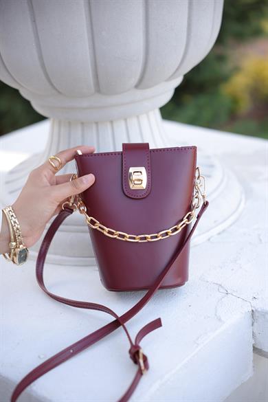 Dik Omuz Çantası - Bordo