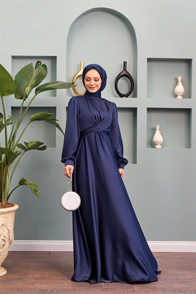 Dilber Evening Dress - Navy Blue