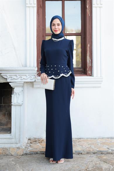 Duygu Taş Detay Abiye - Lacivert