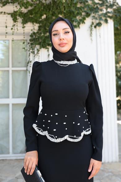 Duygu Taş Detay Abiye - Siyah