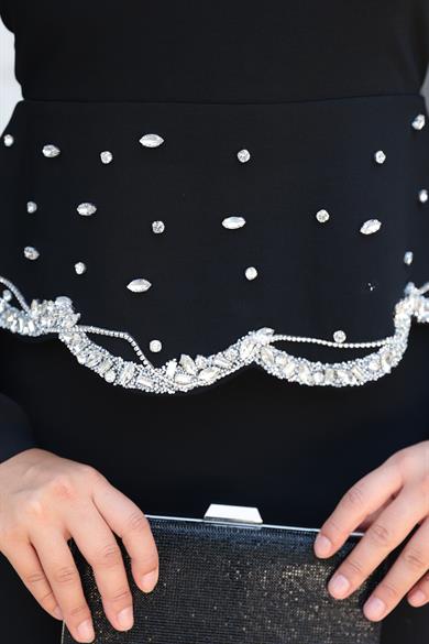 Duygu Taş Detay Abiye - Siyah