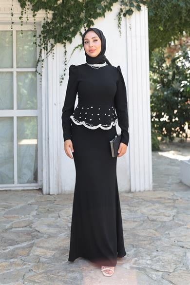 Duygu Taş Detay Abiye - Siyah