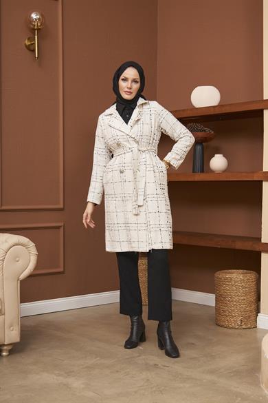 Ecrin Tweed Coat - Cream