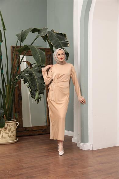 Eftelya Satin Evening Dress - Gold