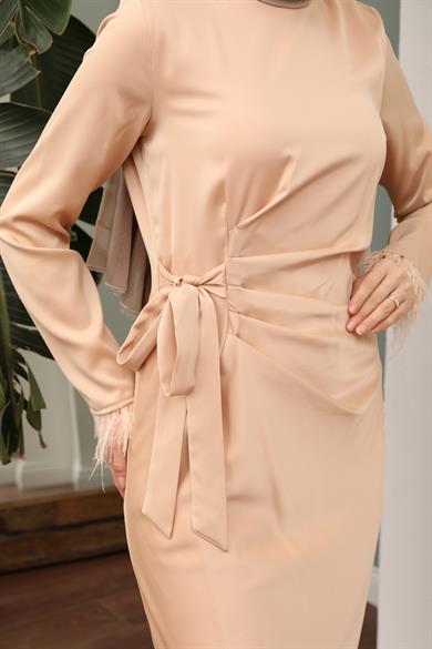 Eftelya Satin Evening Dress - Gold