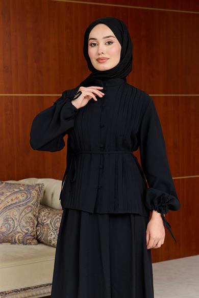 Ela Düğmeli Takım - Siyah